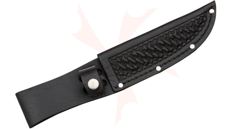 Basketweave Leather Sheath (Black) Fits up to 5 inch Fixed Blade