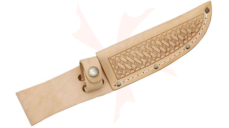 Basketweave Leather Sheath (Natural) Fits up to 5 inch Fixed Blade