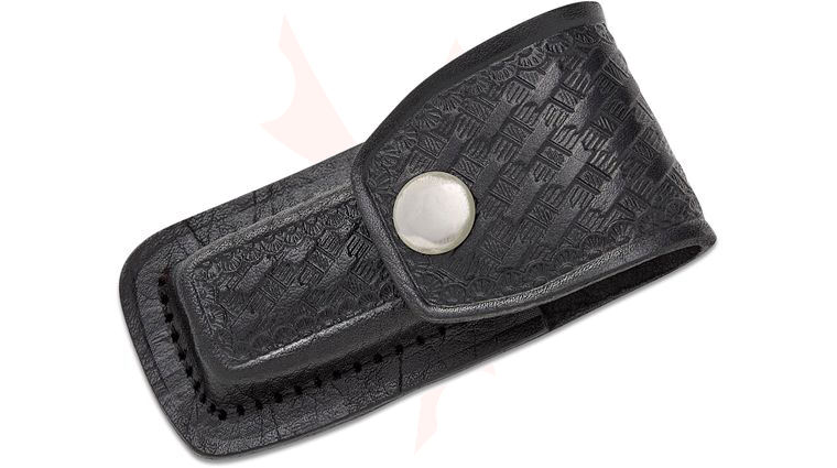 Basketweave Leather Sheath (Black) Fits 3 inch to 3.5 inch Folders