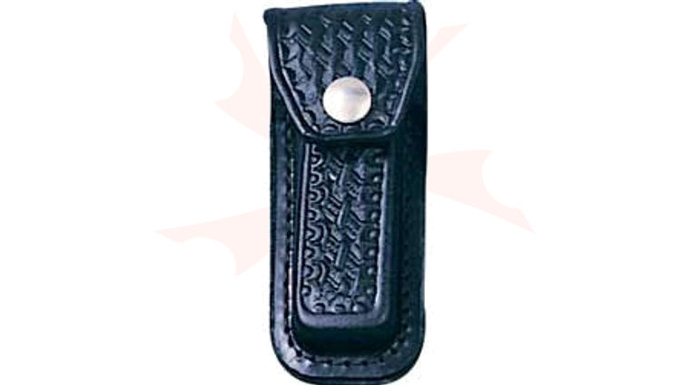 Basketweave Leather Sheath (Black) Fits 3-1/2 inch to 4 inch Folders