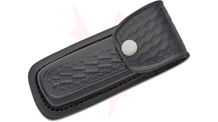 Basketweave Leather Sheath (Black) Fits 4-1/2 inch to 5-1/4 inch Folders