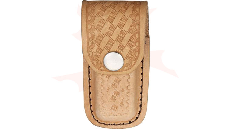 Basketweave Leather Sheath (Natural) Fits 3 inch to 3-1/2 inch Folders