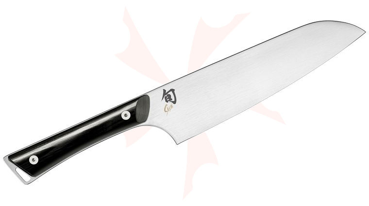 Shun GPT0702 Kazahana Santoku Knife 7 inch AUS10A Satin Blade, Ebony Pakkawood Handle