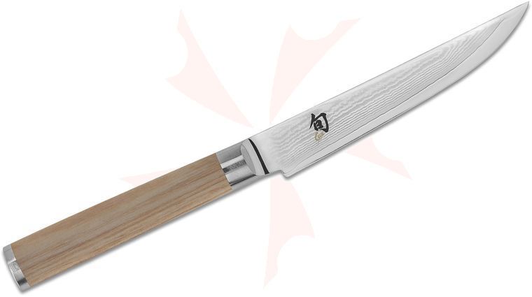 Shun DM0711W Classic Blonde Steak Knife 5 inch Blade, Blonde Pakkawood Handle