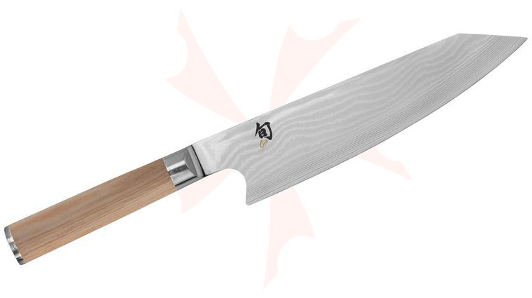 Shun DM0771W Classic Blonde Kiritsuke Knife 8 inch VG-MAX Damascus Blade, Blonde Pakkawood Handle