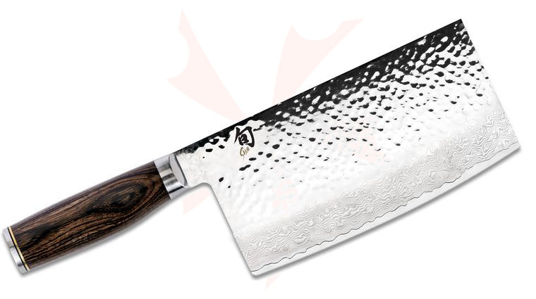Shun TDM0712 Premier Vegetable Cleaver 7 inch Hammered Blade, Pakkawood Handle
