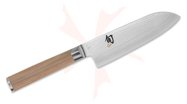 Shun DM0727W Classic Blonde Santoku Knife 5.5 inch VG-MAX Damascus Blade, Blonde Pakkawood Handle