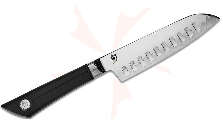 Shun VB0740 Sora Hollow Ground Santoku Knife 5.5 inch Blade, TPE Polymer Handle