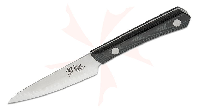 Shun VSC0700 Narukami Paring Knife 4 inch San Mai/Carbon Steel Blade, Black Micarta Handle