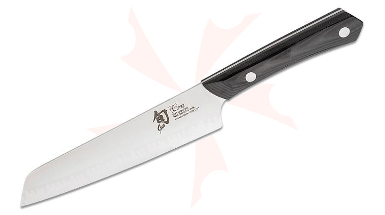 Shun VSC0782 Narukami Master Utility Knife 6 inch San Mai/Carbon Steel Blade, Black Micarta Handle