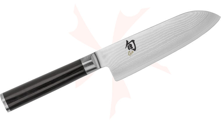 Shun DM0727 Classic Santoku Knife 5.5 inch Blade, Pakkawood Handle