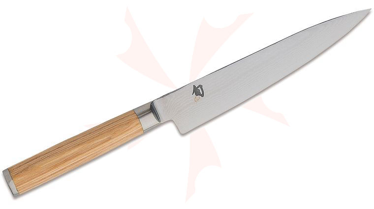 Shun DM0701W Classic Blonde Utility Knife 6 inch VG-MAX Damascus Blade, Blonde Pakkawood Handle