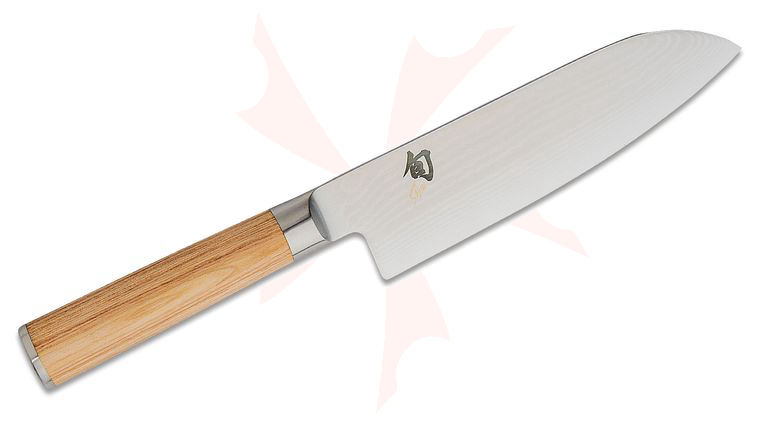 Shun DM0702W Classic Blonde Santoku Knife 7 inch VG-MAX Damascus Blade, Blonde Pakkawood Handle