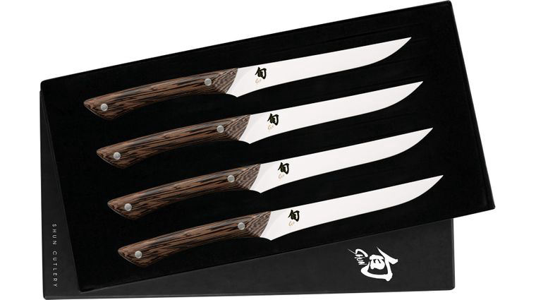 Shun DMS0435 Shima Natural 4 Piece Steak Knife Set, Tagayasan Wood Handles