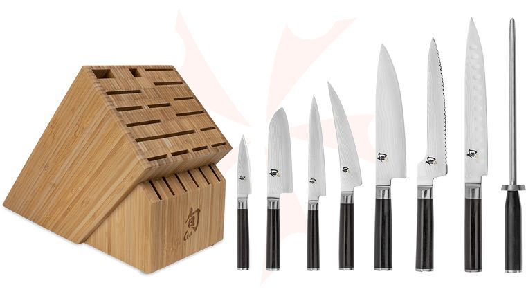 Shun DMS0934 Classic 9 Piece Chef's Choice Block Set, Ebony Pakkawood Handles