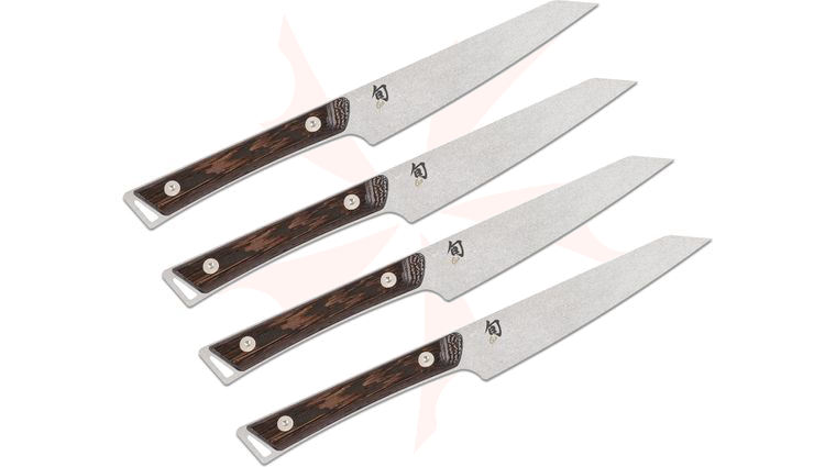 Shun SWTS0430 Kanso 4 Piece Steak Knife Set, Tagayasan Wood Handles