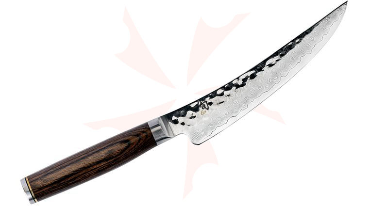 Shun TDM0774 Premier Gokujo Boning/Fillet Knife 6 inch Hammered Blade, PakkaWood Handle