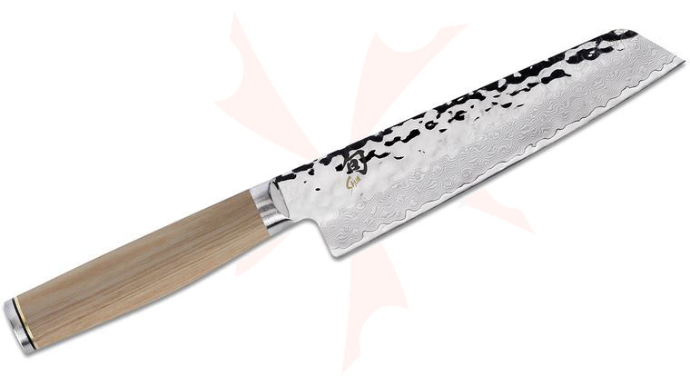 Shun TDM0782W Premier Blonde Master Utility Knife 6.5 inch Hammered Damascus Blade, Blonde Pakkawood Handle
