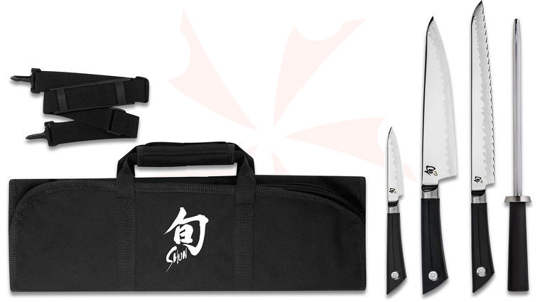 Shun VBS0499 Sora 5 Piece Student Set, VG-10 San Mai Blades, Knife Roll