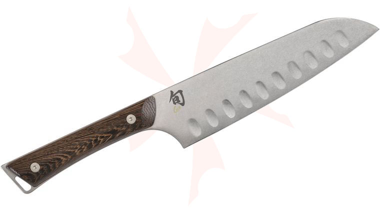Shun SWT0718 Kanso Hollow Ground Santoku Knife 7 inch Blade, Tagayasan Wood Handles