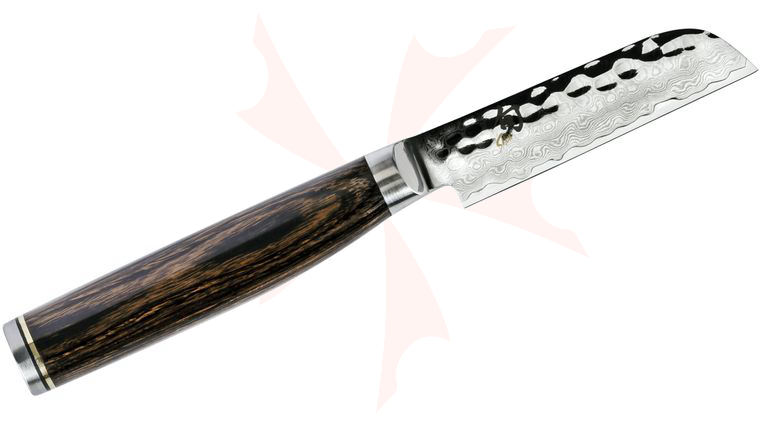 Shun TDM0714 Premier Vegetable Knife 3 inch Hammered Blade, PakkaWood Handle