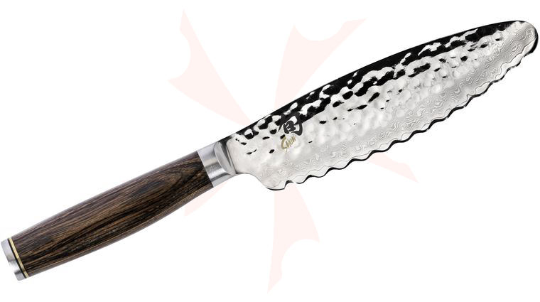 Shun TDM0741 Premier Ultimate Utility Knife 6 inch Hammered Blade, PakkaWood Handle