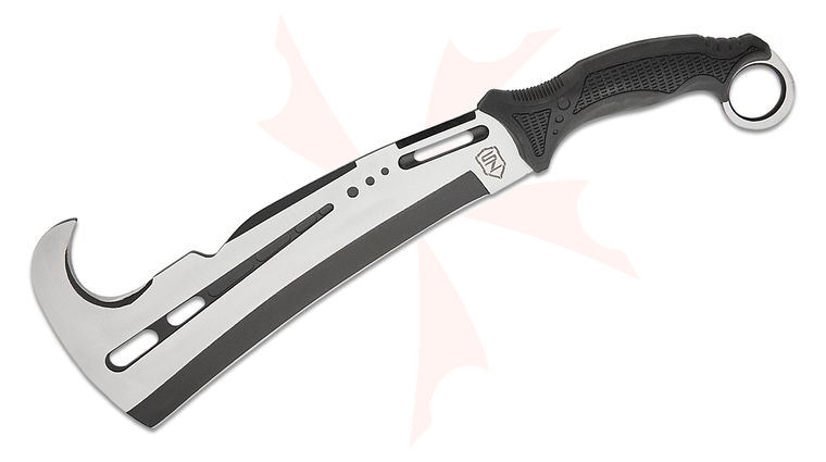 Sierra Zulu Clawhook Machete 10.7 inch Two-Tone Blade with Hook, Black TPR Handle, Black Nylon Sheath 