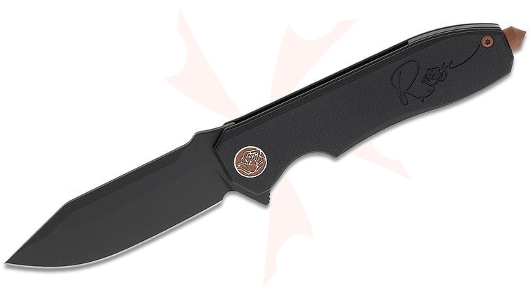SIG Sauer by Eikonic Rose Flipper Knife 2.85 inch Nitro-V Black PVD Reverse Tanto Blade, Black G10 Handles with Rose Hardware