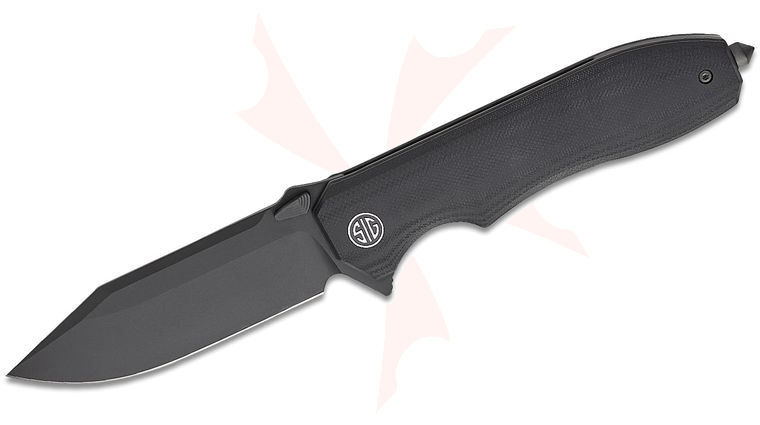 SIG Sauer by Eikonic Validus Flipper Knife 3.78 inch M390 Black PVD Modified Tanto Blade, Black G10 Handles