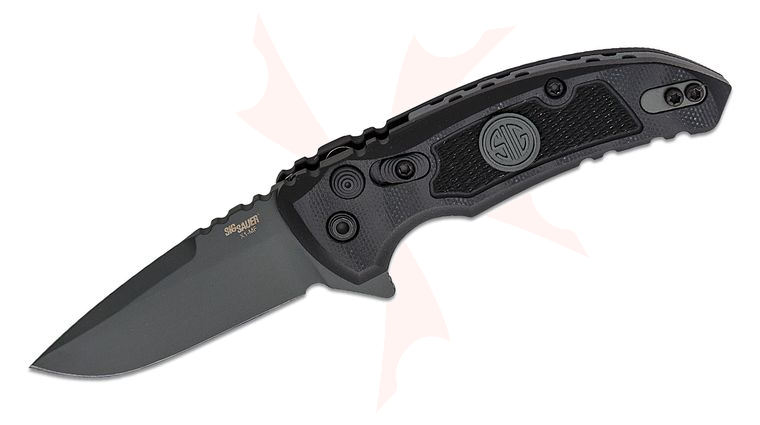 SIG Sauer by Hogue Elishewitz X1-MicroFlip SIG Tactical Flipper Knife 2.75 inch CPM-154 Gray Drop Point Blade, Black G10 Handles