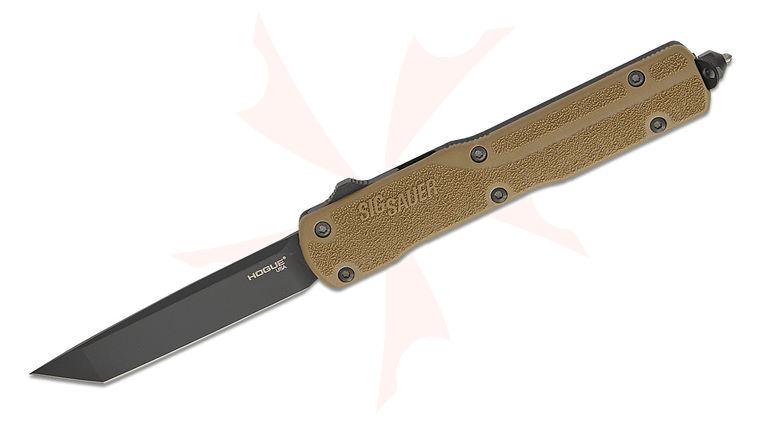 SIG Sauer by Hogue Counterstrike OTF AUTO Knife 3.35 inch CPM-20CV Black Tanto Blade, FDE Polymer and Black Aluminum Handles