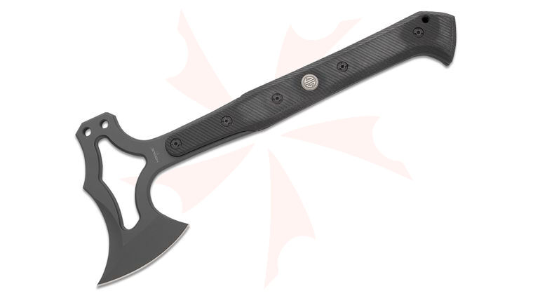 SIG Sauer by Hogue Allen Elishewitz EX-T01 Tactical Tomahawk 14.13 inch Overall, Gray Cerakote S-7 Axe Head, Solid Black G10 Handles, Magnetic Polymer Sheath