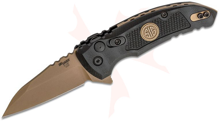 SIG Sauer by Hogue Elishewitz X1-MicroFlip SIG Emperor Scorpion Flipper Knife 2.75 inch CPM-154 FDE Wharncliffe Blade, Black G10 Handles