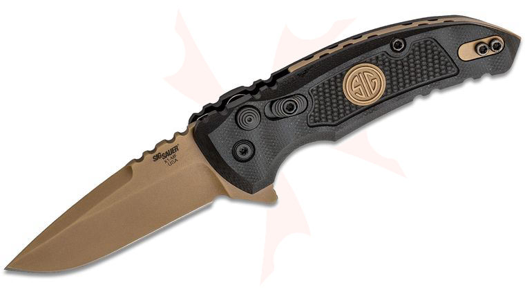 SIG Sauer by Hogue Elishewitz X1-MicroFlip SIG Emperor Scorpion Flipper Knife 2.75 inch CPM-154 FDE Drop Point Blade, Black G10 Handles