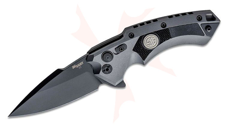 SIG Sauer by Hogue Elishewitz X5 SIG Emperor Scorpion Flipper 3.5 inch CPM-154 Black Plain Spear Point Blade, Gray Aluminum Handles with G10 Inserts
