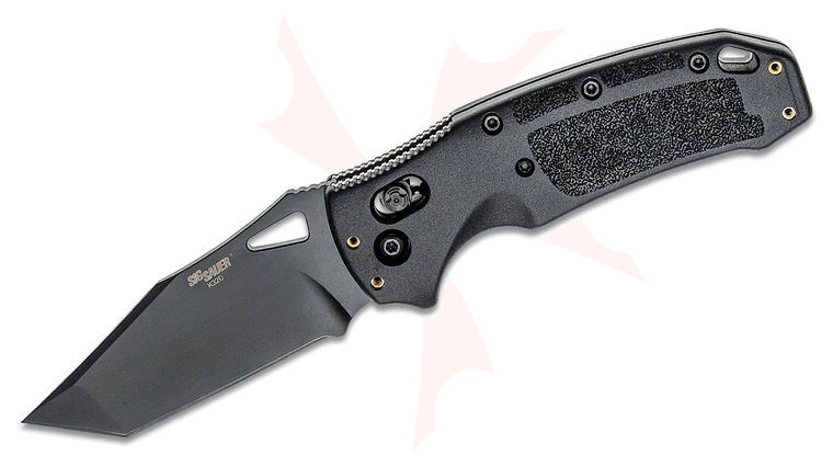 SIG Sauer by Hogue K320 Nitron ABLE Lock Folding Knife 3.5 inch S30V Black PVD Tanto Plain Blade, Black Polymer Handles