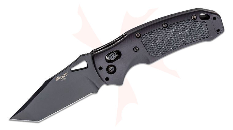 SIG Sauer by Hogue K320 AXG Pro ABLE Lock Folding Knife 3.5 inch S30V Black Cerakote Tanto Blade, Black Aluminum Handles with Black G10 Inserts