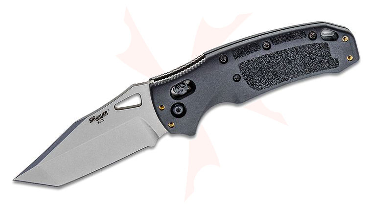 SIG Sauer by Hogue K320 Nitron ABLE Lock Folding Knife 3.5 inch S30V Tumbled Tanto Plain Blade, Black Polymer Handles - KnifeCenter Exclusive