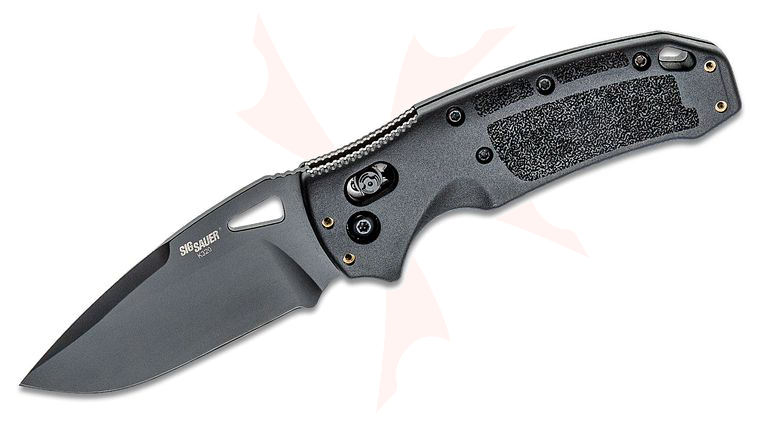 SIG Sauer by Hogue K320 Nitron ABLE Lock Folding Knife 3.5 inch S30V Black PVD Drop Point Plain Blade, Black Polymer Handles