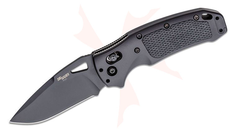 SIG Sauer by Hogue K320 AXG Pro ABLE Lock Folding Knife 3.5 inch S30V Black Cerakote Drop Point Blade, Black Aluminum Handles with Black G10 Inserts