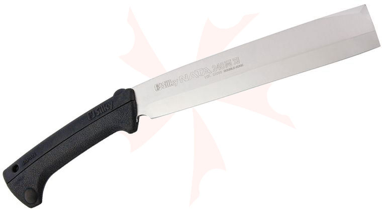 Silky Saws NATA Machete/Hatchet Fixed 10 inch Chisel Blade, Rubber Handle, Plastic Sheath