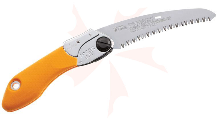 Silky Saws Pocketboy Curve 130 Folding Saw, 5.1 inch Large Teeth Blade, Orange Rubber/Steel Handle