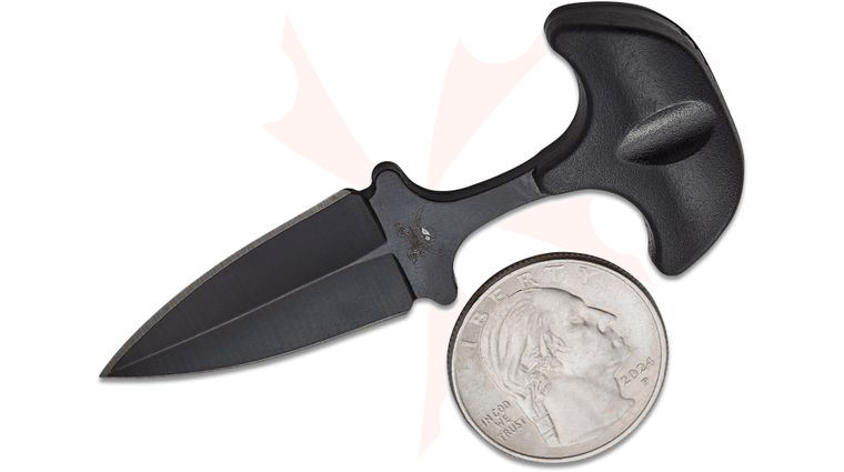 Skallywag Tactical Key Dagger Fixed Blade Keyring Push Dagger/Neck Knife 1.5 inch Black Double Edge Dagger Blade, Black Polymer Handle, Kydex Sheath