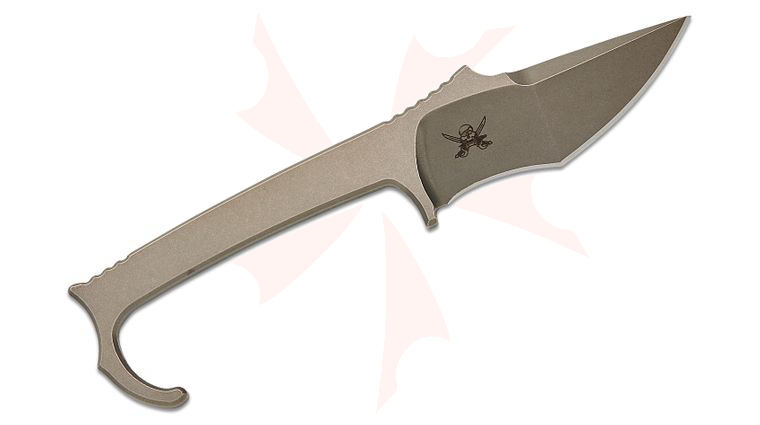 Skallywag Tactical MDV Plus One Pocket Fixed Blade Knife 3.25 inch D2 Stone/Clearcote Recurve Blade and Handle with Finger Hook, Kydex Rhino Sheath