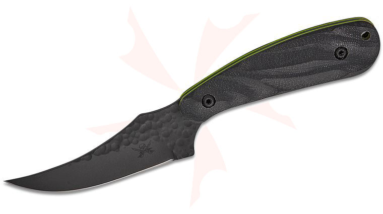 Skallywag Tactical Scorpion Pro Fixed Blade Knife 3.25 inch Black KG Gunkote Trailing Point Blade, Fluted Black G10 Handles with Zombie Green Liners, DuoTone Kydex Sheath