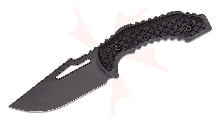 Skyraider Knives SRK-1 Mustang Fixed Blade Knife 3.504 inch A2 Black Nitride Drop Point Blade, Black Diamond Aluminum Handles, Kydex Sheath