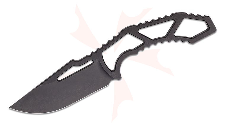 Skyraider Knives SRK-1 Mustang Fixed Blade Knife 3.504 inch A2 Black Nitride Drop Point Blade and Skeletonized Handle, No Scales, Kydex Sheath