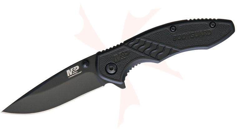 Smith & Wesson MPBG30 M&P Bodyguard Flipper Knife 2.75 inch Black Plain Blade, Black GFN Handles