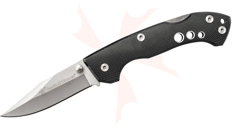 Smith & Wesson 24-7 Lockback Folder 2.9 inch Blade, Black Aluminum Handles