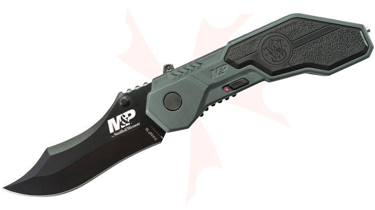 Smith & Wesson SWMP1B M&P MAGIC Assisted Flipper 2.9 inch Black Plain Blade, Gray Aluminum Handles with Rubber Inlays